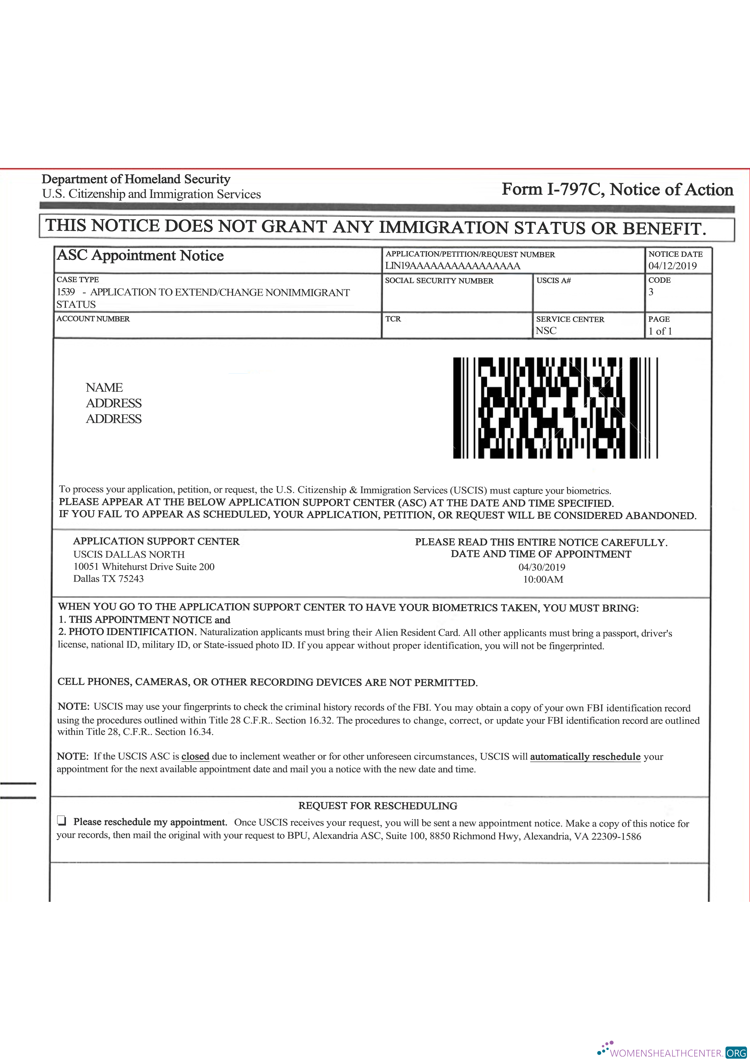 Download U.S. Citizenship and Immigration services form I 797C, Notice of action Photoshop template